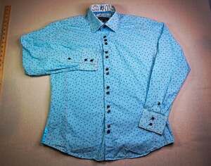 Bertigo Men's Size 5 / XL Blue White Geometric Medallion Long Sleeve Dress Shirt